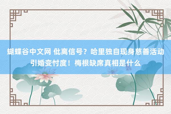 蝴蝶谷中文网 仳离信号？哈里独自现身慈善活动引婚变忖度！梅根缺席真相是什么