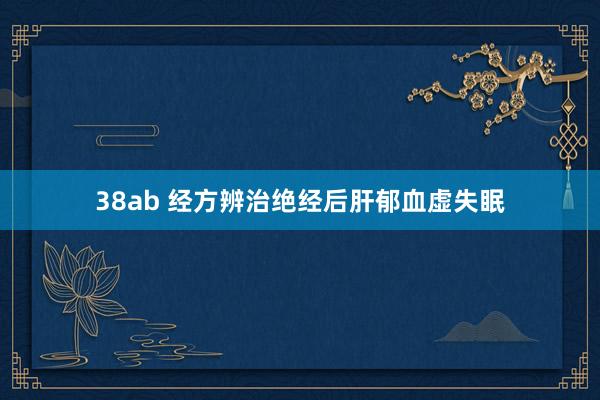 38ab 经方辨治绝经后肝郁血虚失眠