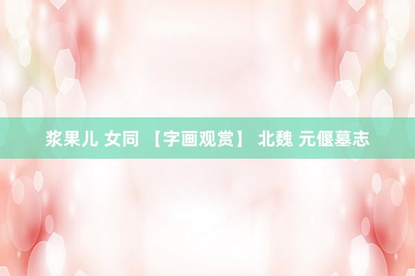 浆果儿 女同 【字画观赏】 北魏 元偃墓志