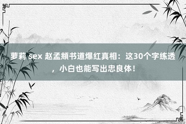 萝莉 sex 赵孟頫书道爆红真相：这30个字练透，小白也能写出忠良体！