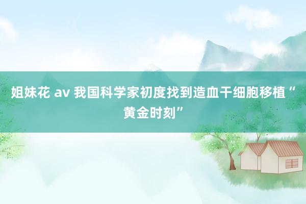 姐妹花 av 我国科学家初度找到造血干细胞移植“黄金时刻”